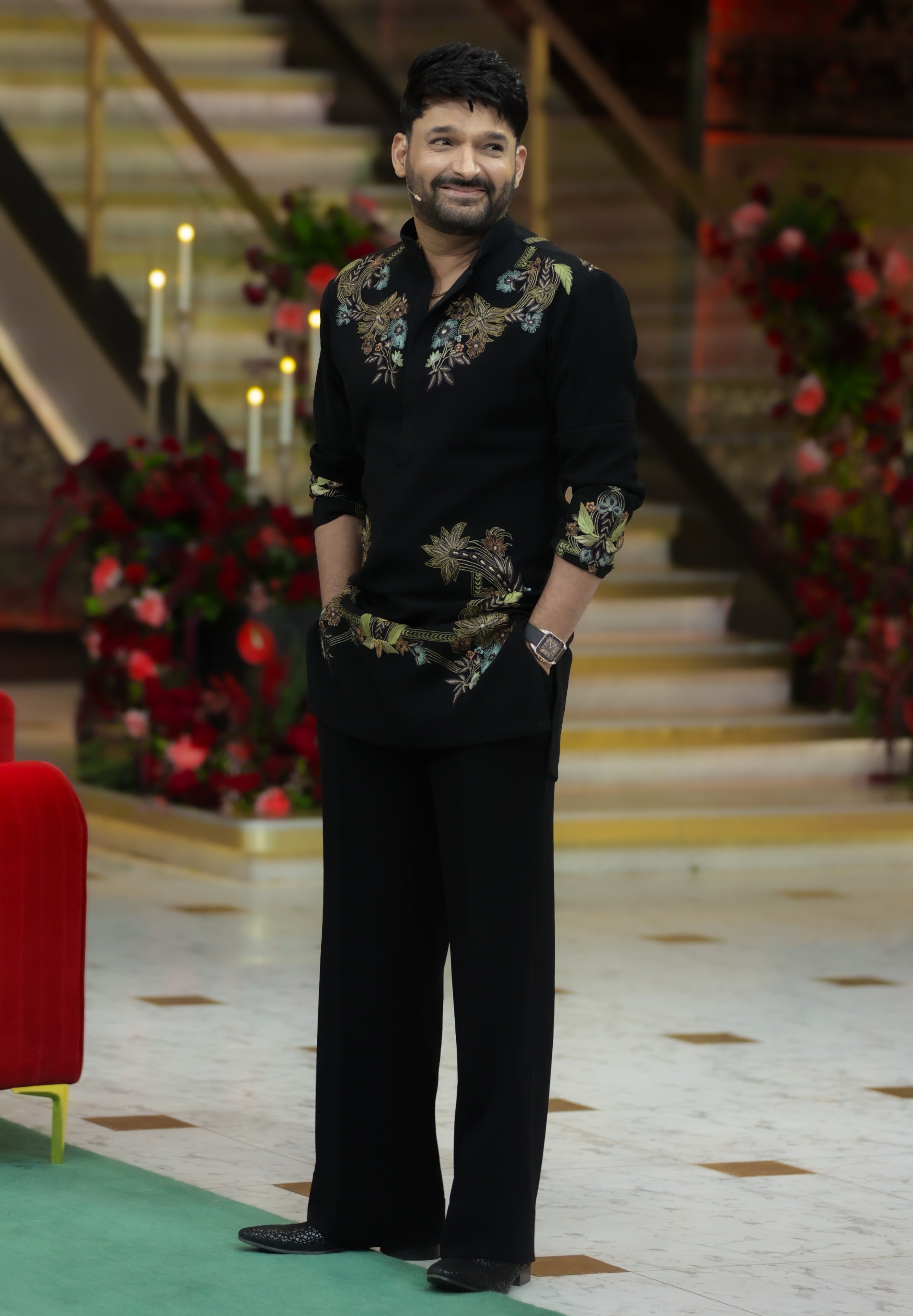 party wear dress for men Kapil Sharma Signature Look: embroidered kurta with wide trousers 40 Colour:burgundy shapewear-dress Pieces Slim Fit Prom Floral Lace A-Line Bridal