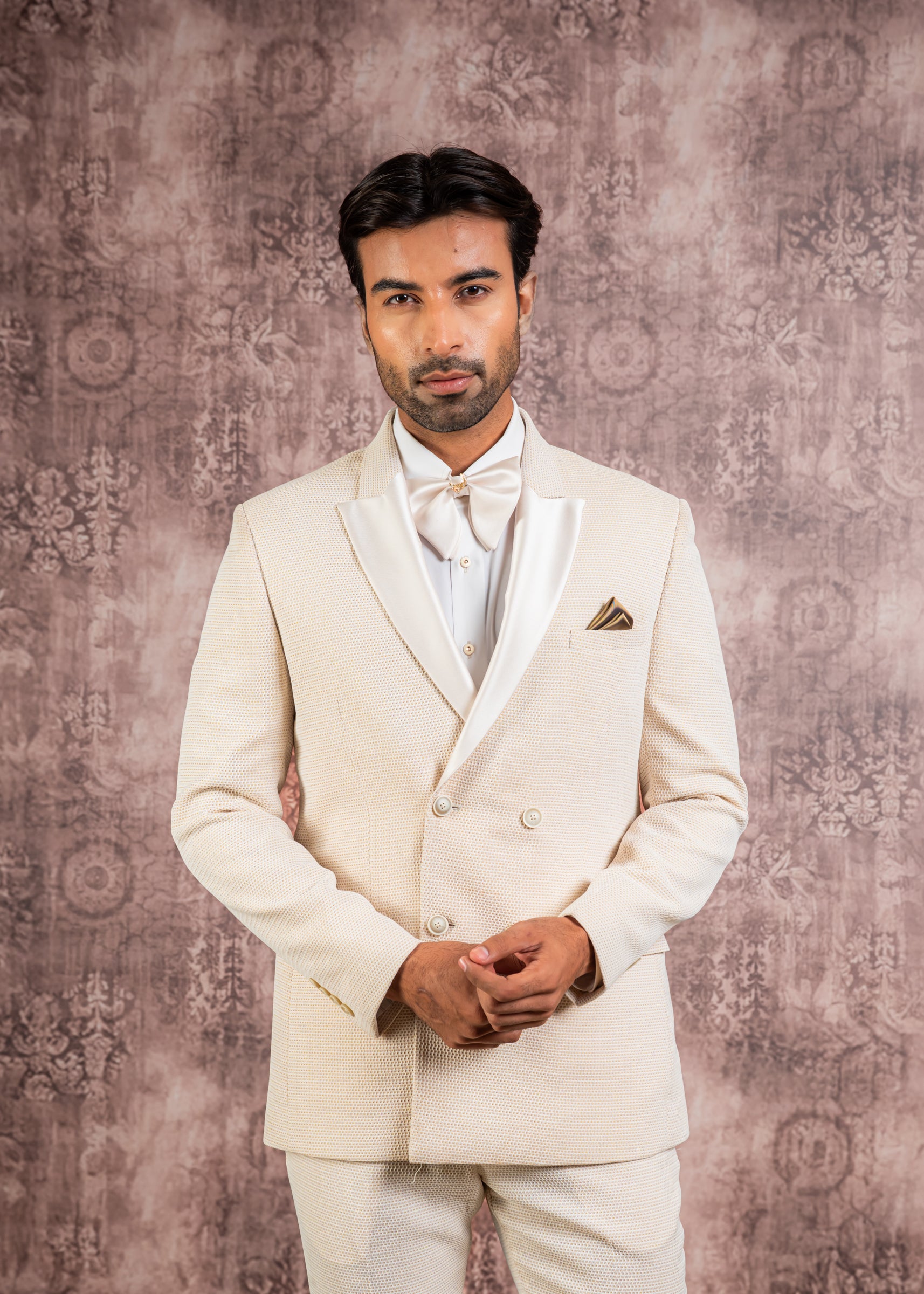 Groom Cream Color Coat Cream Double Breasted Blazer 44