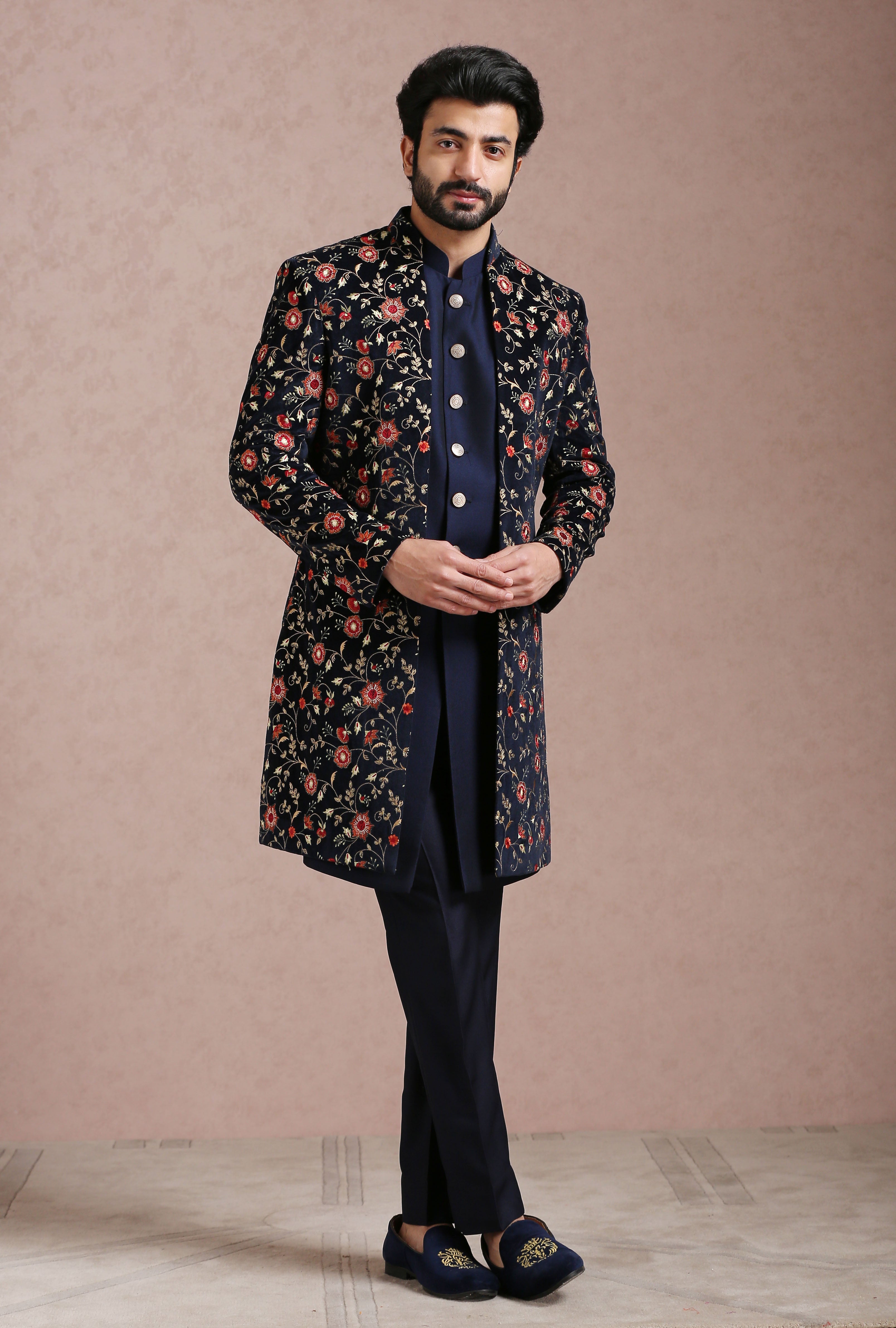 Navy Blue Open Indo Western Custom Navy Blue Open Indo Western Custom