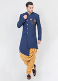 Blue Stracture Fabric Indo Western Achkan