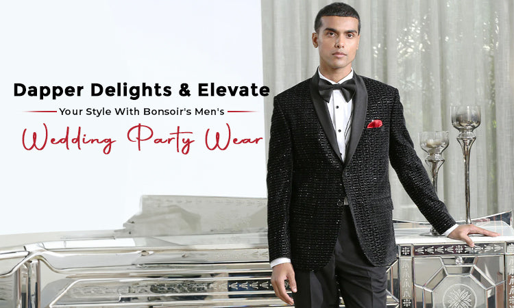 Dapper Delights And Elevate Your Style with Bonsoir's Men's Wedding Party Wear