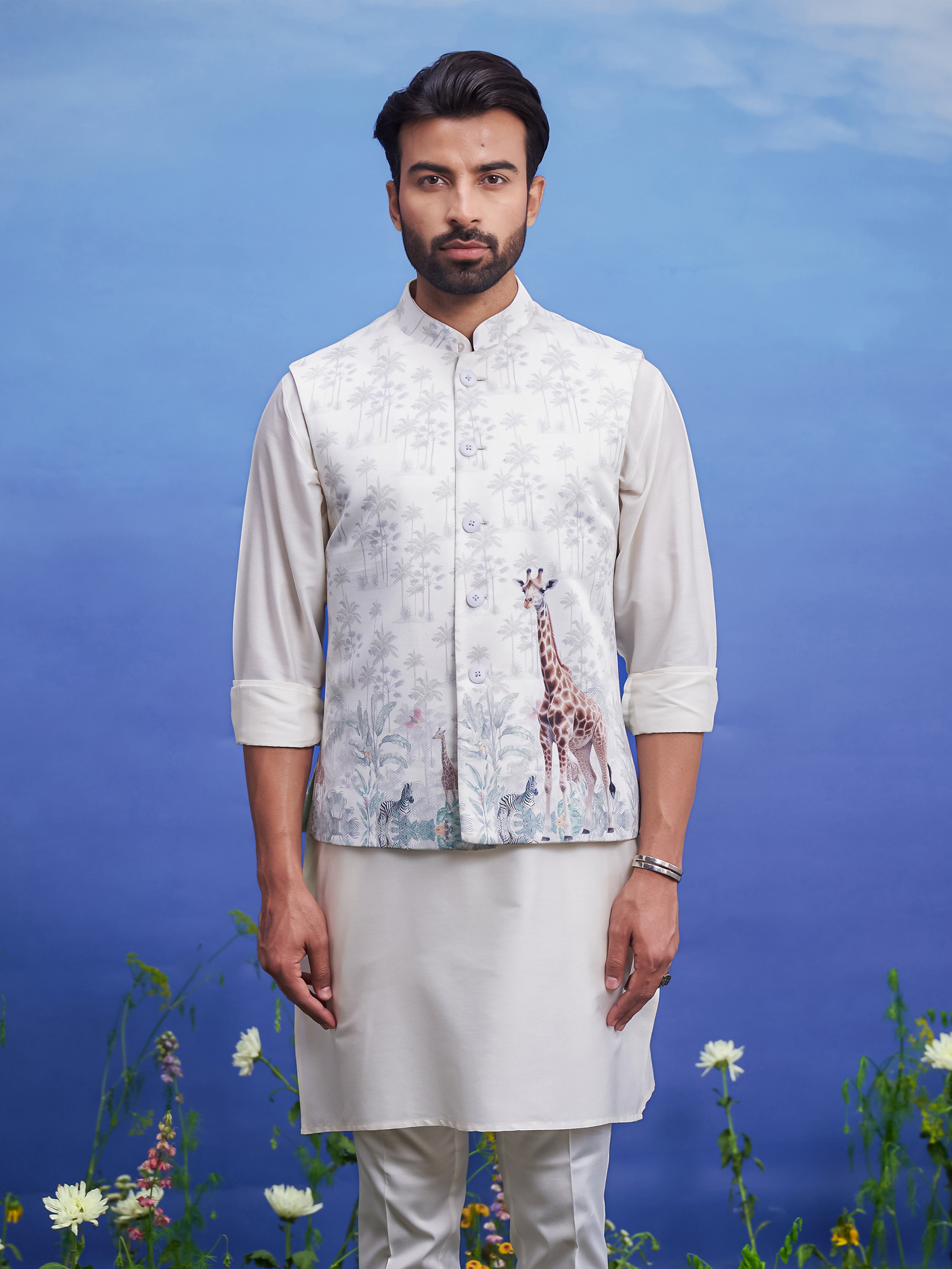 Animal Motif Nehru Jacket