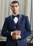 Navy full embroidered designer suit