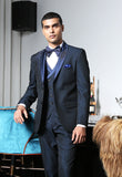Navy designer suit with embroidered motif on Right side
