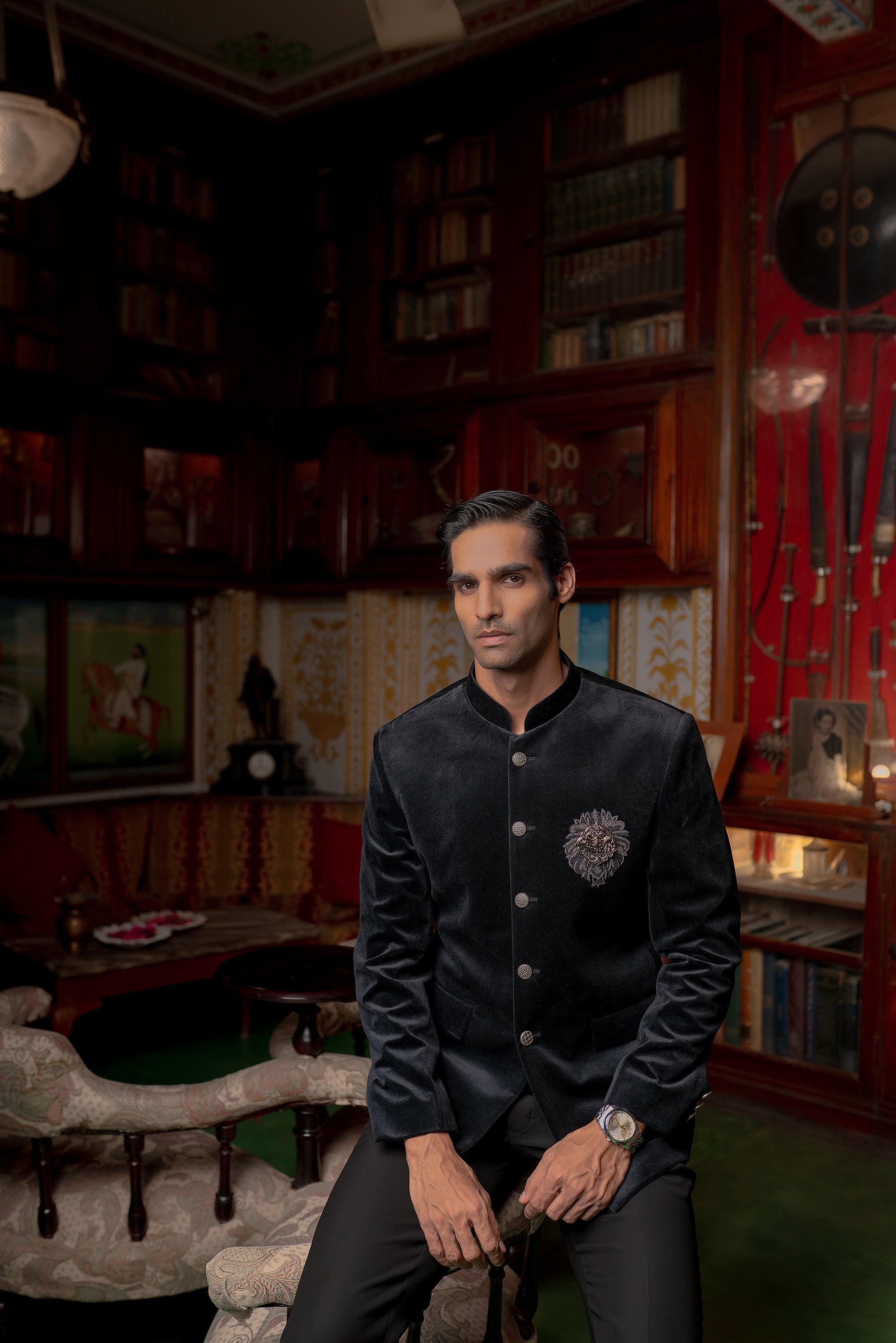 Black Velvet Bandhgala