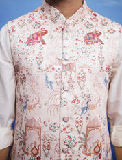 Animal motif printed Nehru Jacket