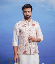 Animal motif printed Nehru Jacket