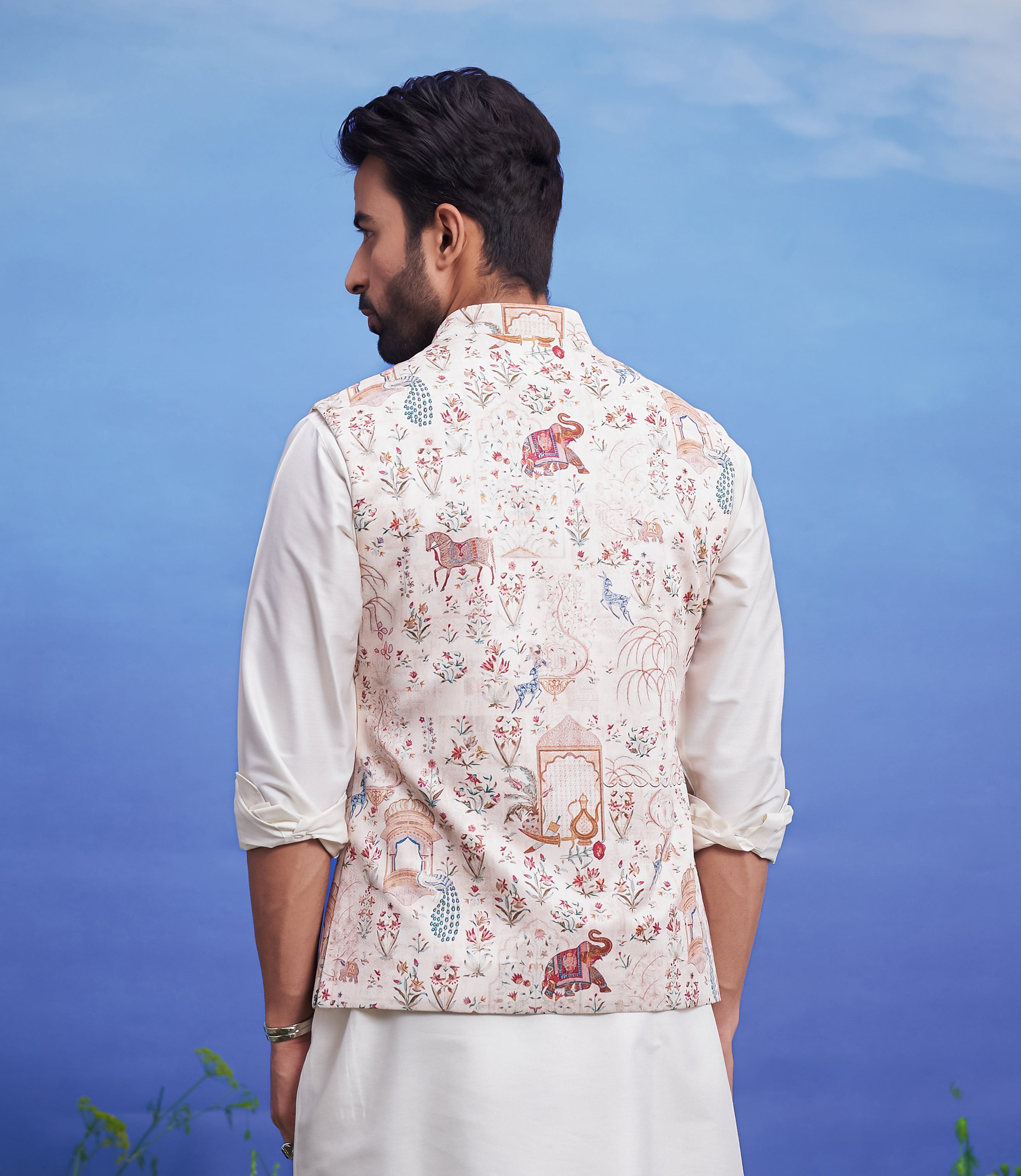 Animal motif printed Nehru Jacket