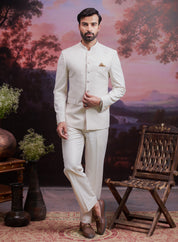 Beige Bandhgala Suit