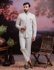 Beige Bandhgala Suit