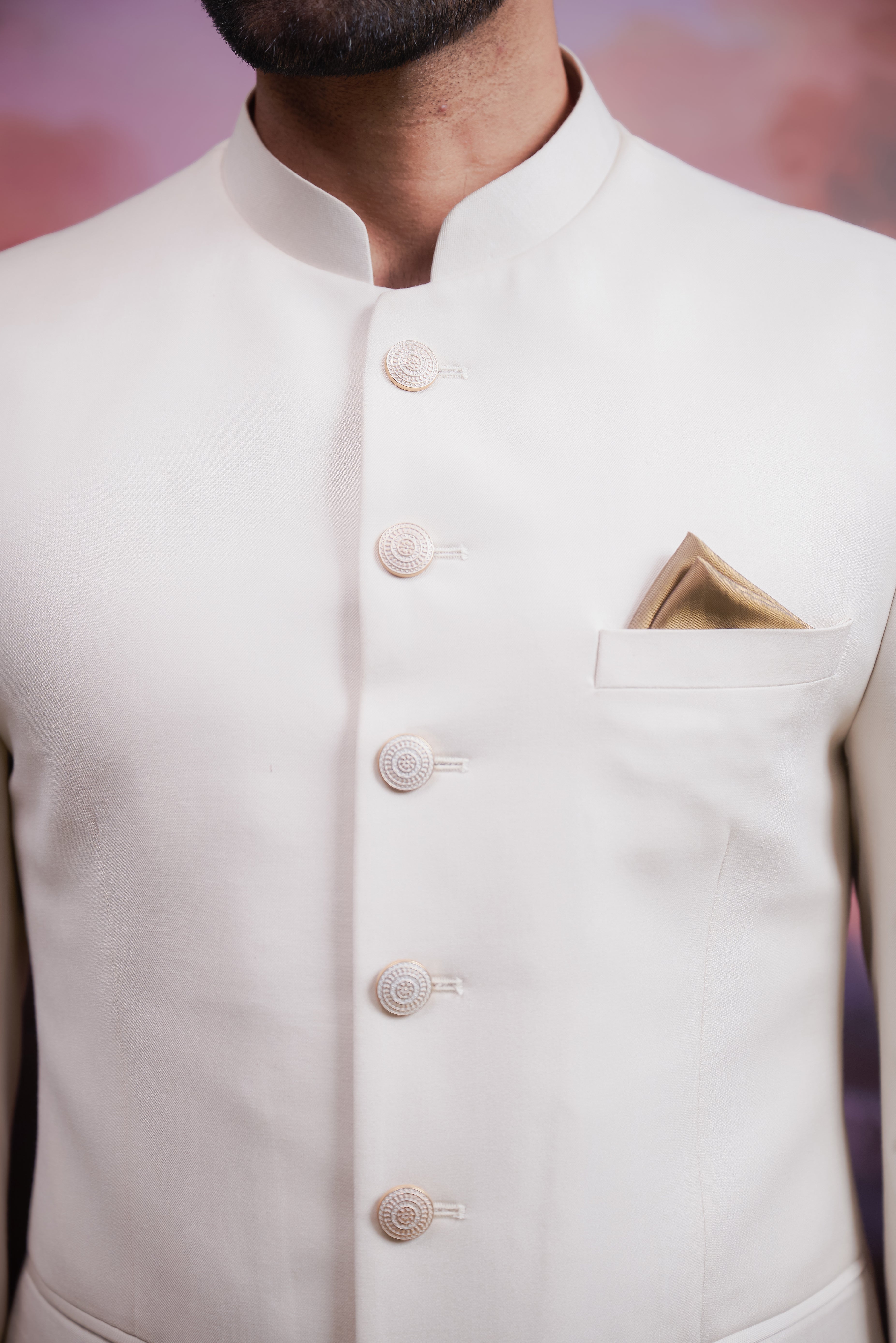 Beige Bandhgala Suit