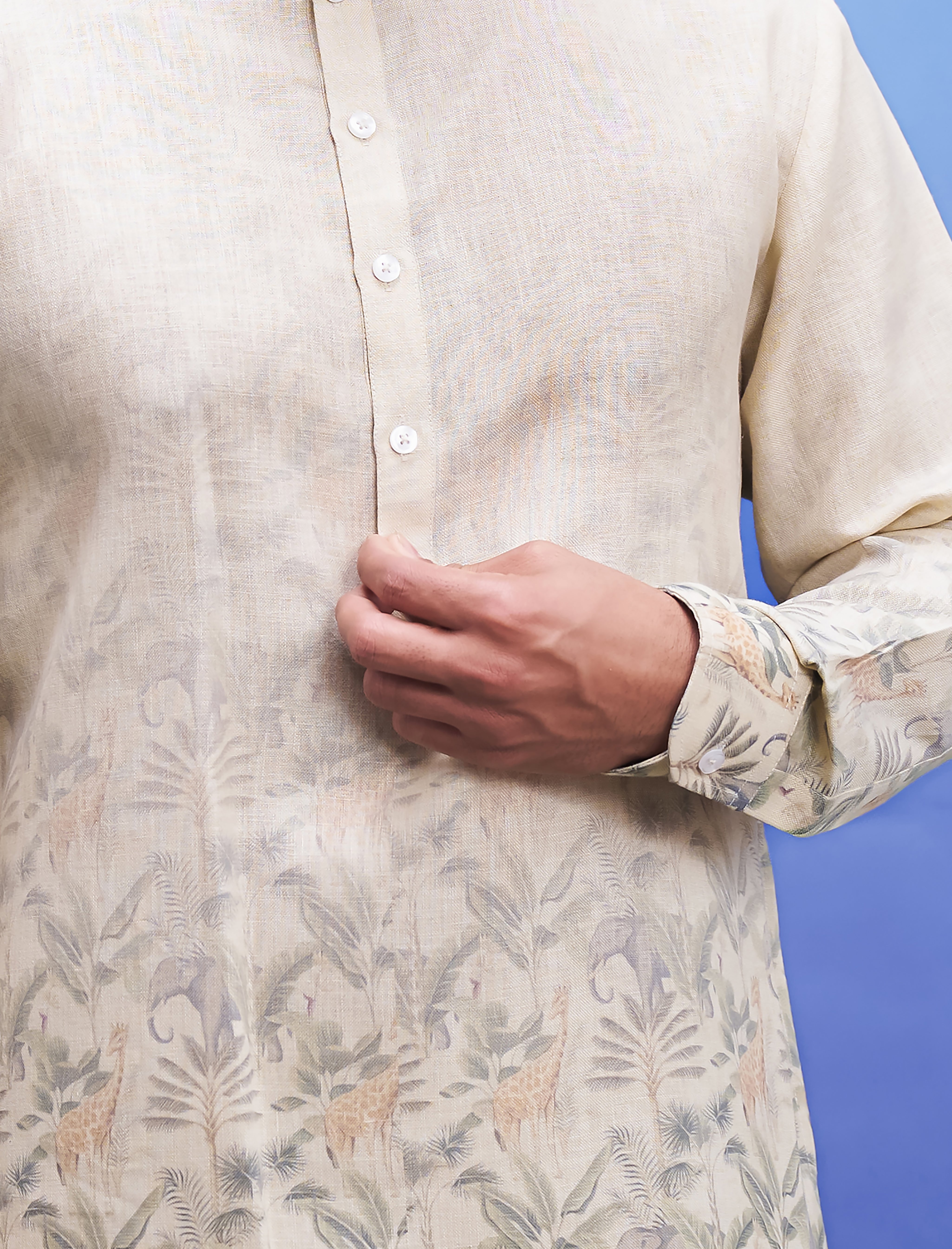 Beige Linen Kurta Sets