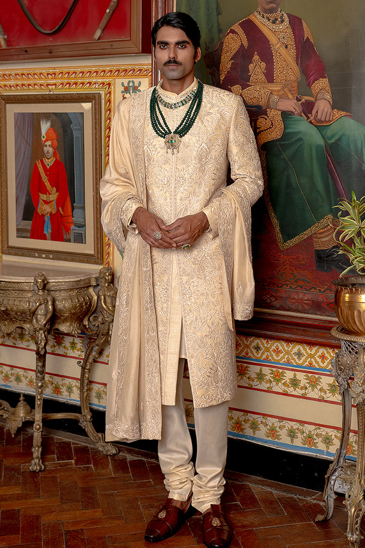BeigePureRawSilkSherwani_1.jpg
