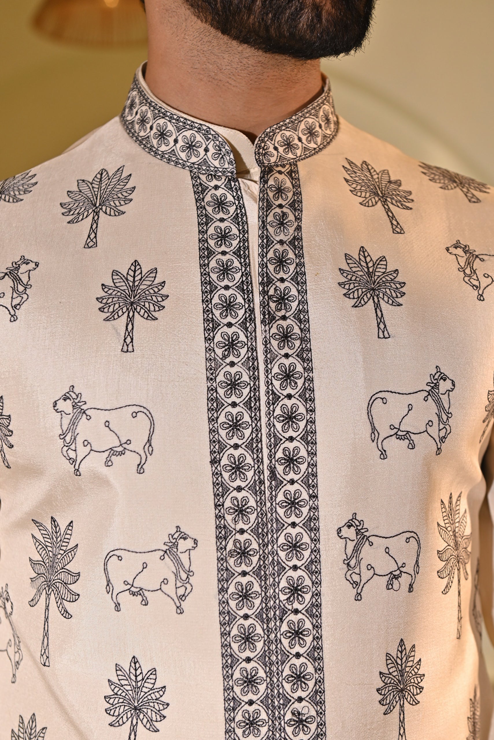 Trendy Beige Kurta Jacket Set - Modern Indian Fashion