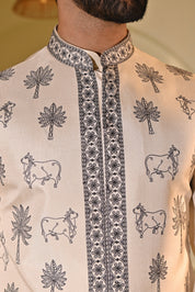 Trendy Beige Kurta Jacket Set - Modern Indian Fashion