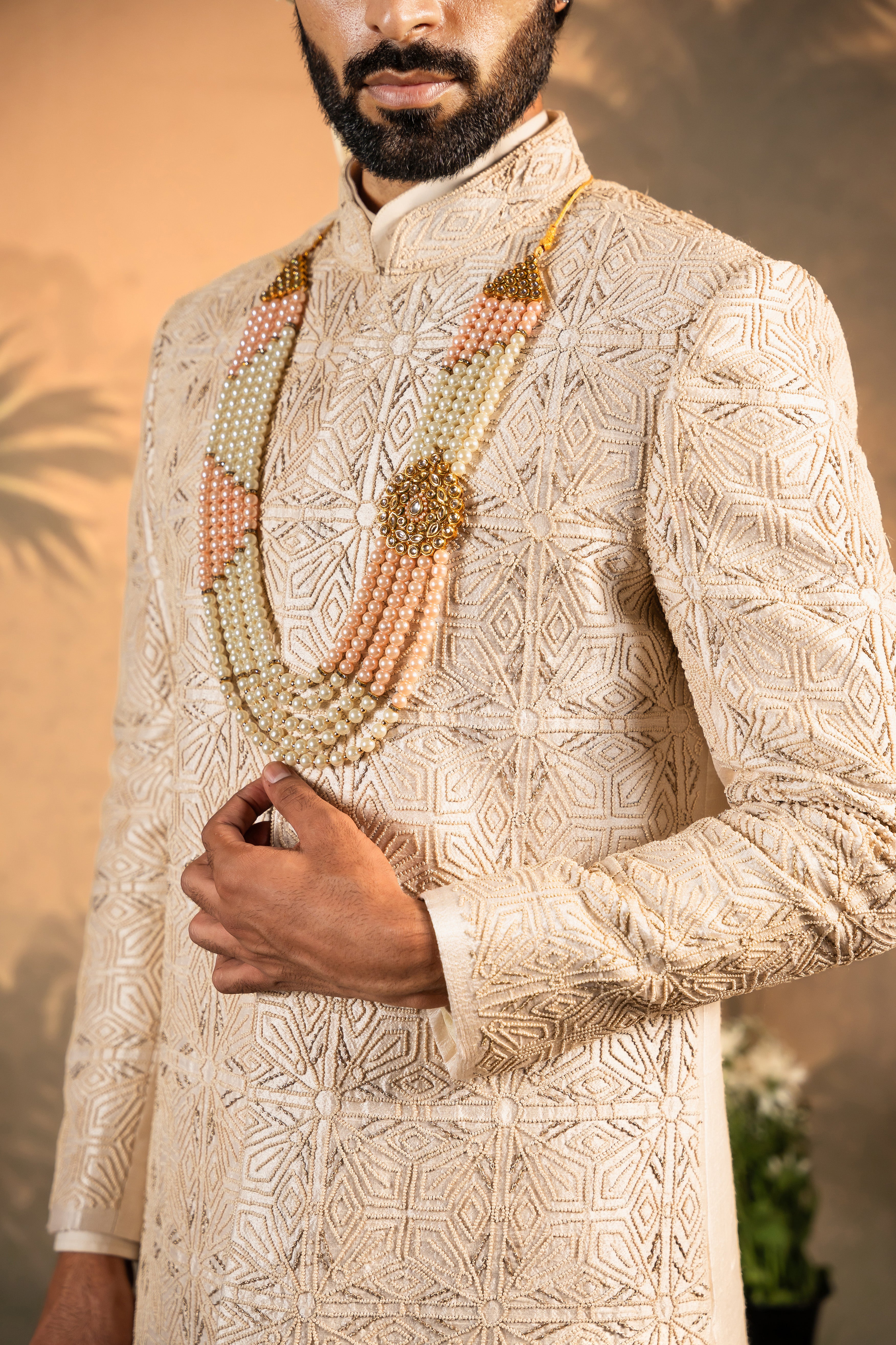 Stylish Beige Sherwani with Embroidery - Perfect for Weddings and Formal Occasions
