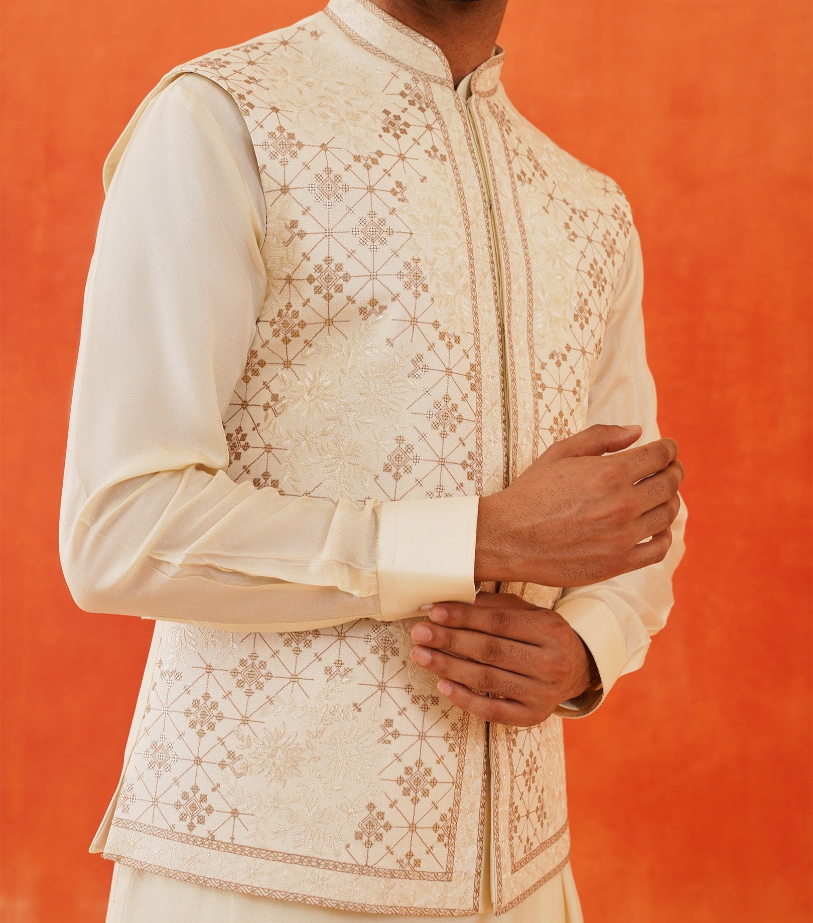 Elegant Beige Kurta Jacket Set - Indian Ethnic Wear