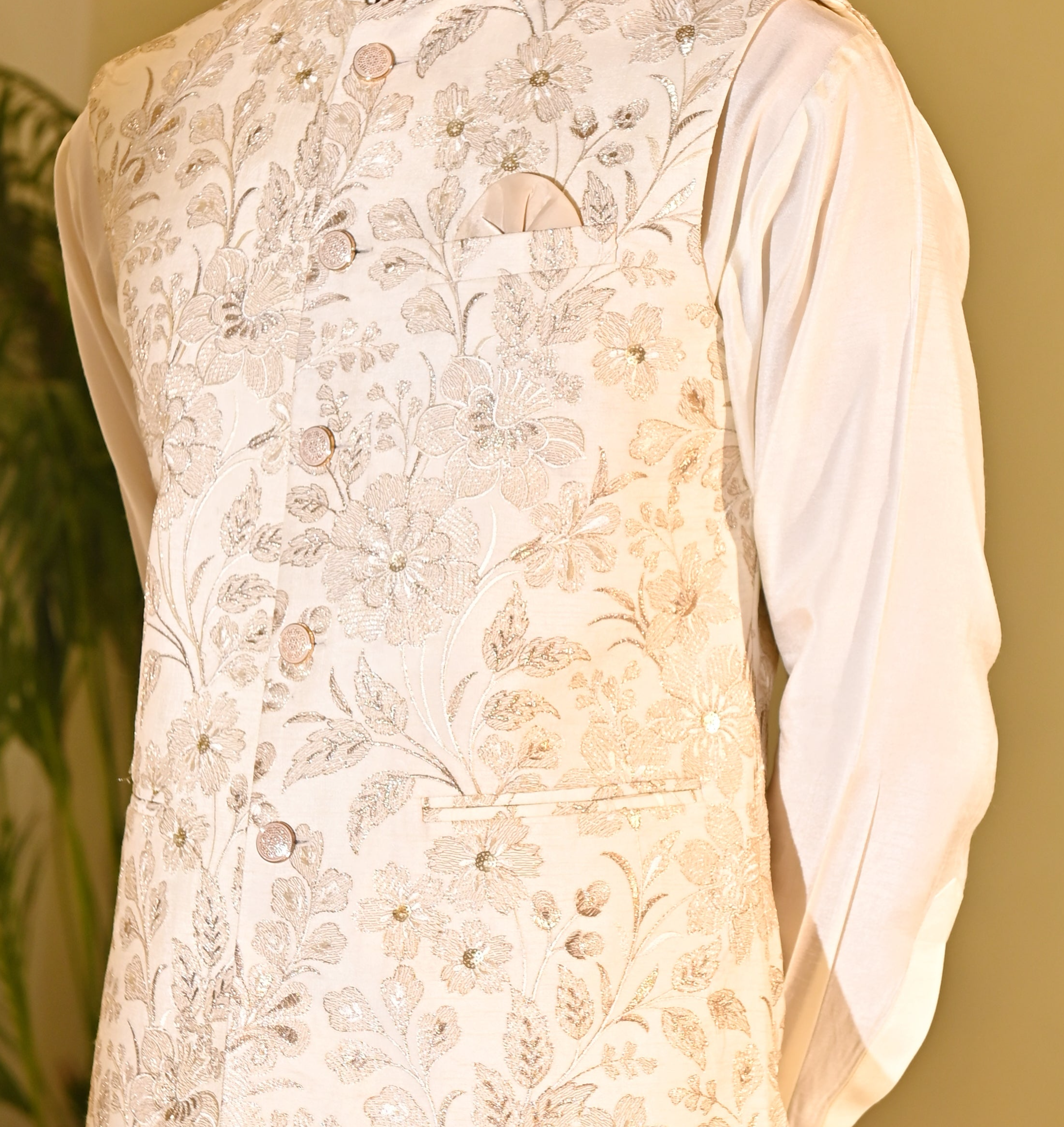 Elegant Beige Kurta Jacket Set - Indian Ethnic Wear