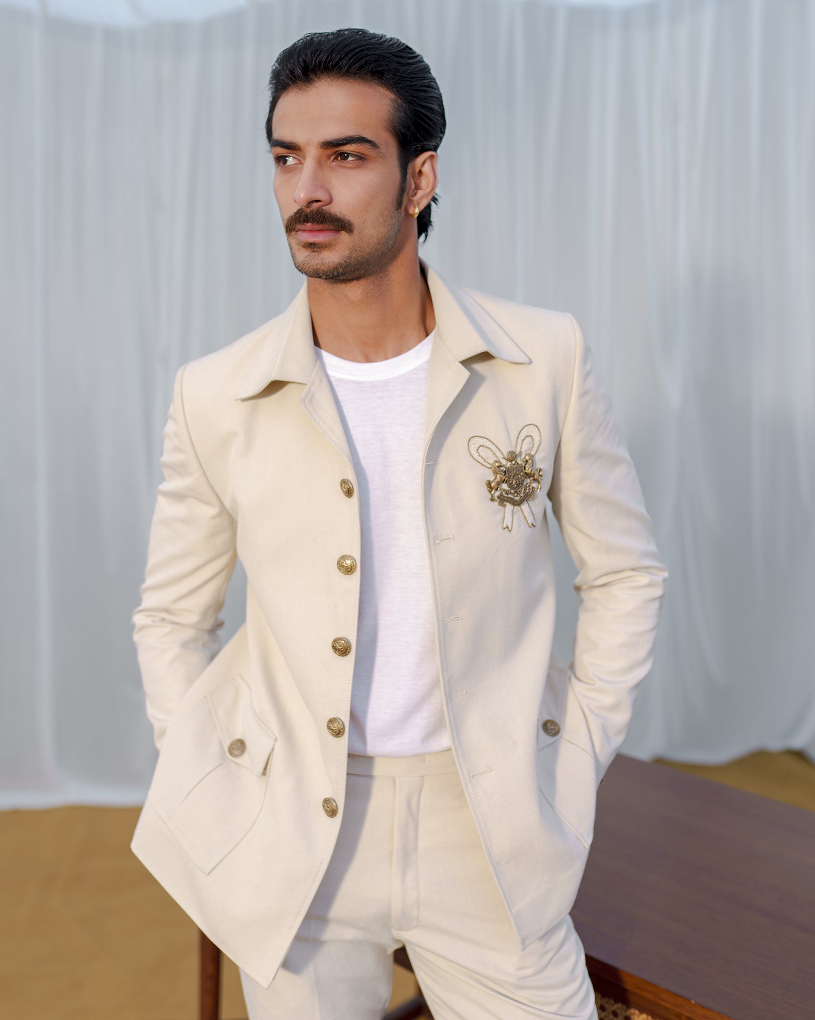 Beige co-ord sets with hand motif