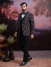 Black Embroidered Tuxedo Suit