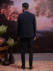 Black Embroidered Tuxedo Suit
