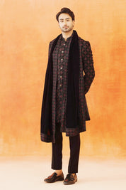 Black Embroidered Velvet Indo-Western with dupatta