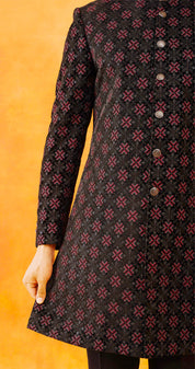 Black Embroidered Velvet Indo-Western with dupatta
