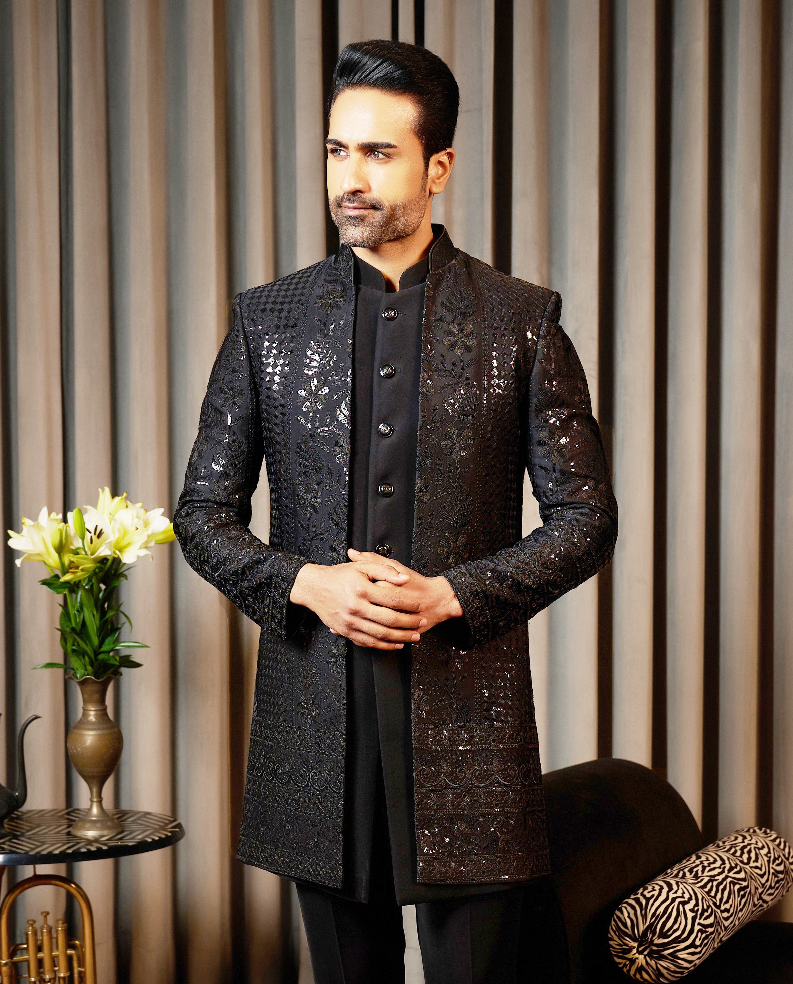 Black Indo Western with sequin work