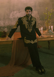 Black Kurta with Trousers | Zardozi & Kirandori Hand Embroidery