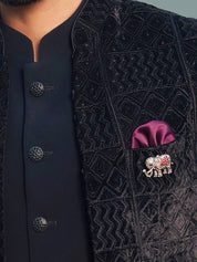Black Laser cut open Bandhgala
