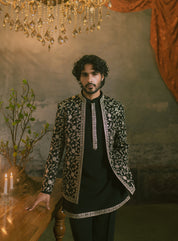Black Three Piece Embroidered Indo-Western