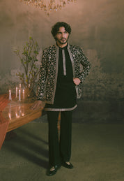 Black Three Piece Embroidered Indo-Western