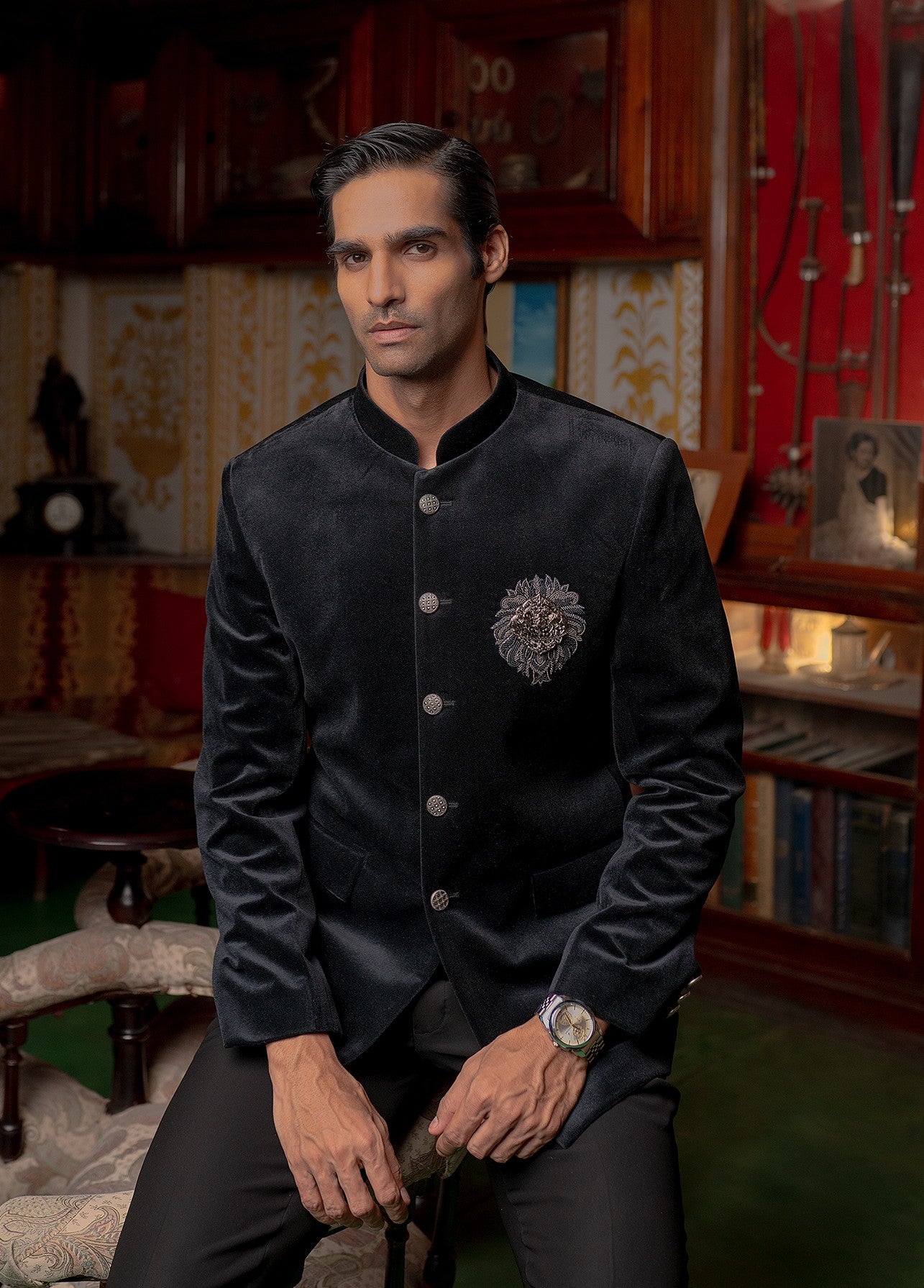 Black Velvet Bandhgala