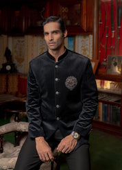 Black Velvet Bandhgala