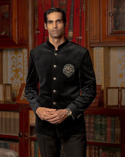 Black Velvet Bandhgala