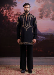 Black Zari Embroidered Kurta Set