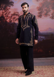 Black Zari Embroidered Kurta Set