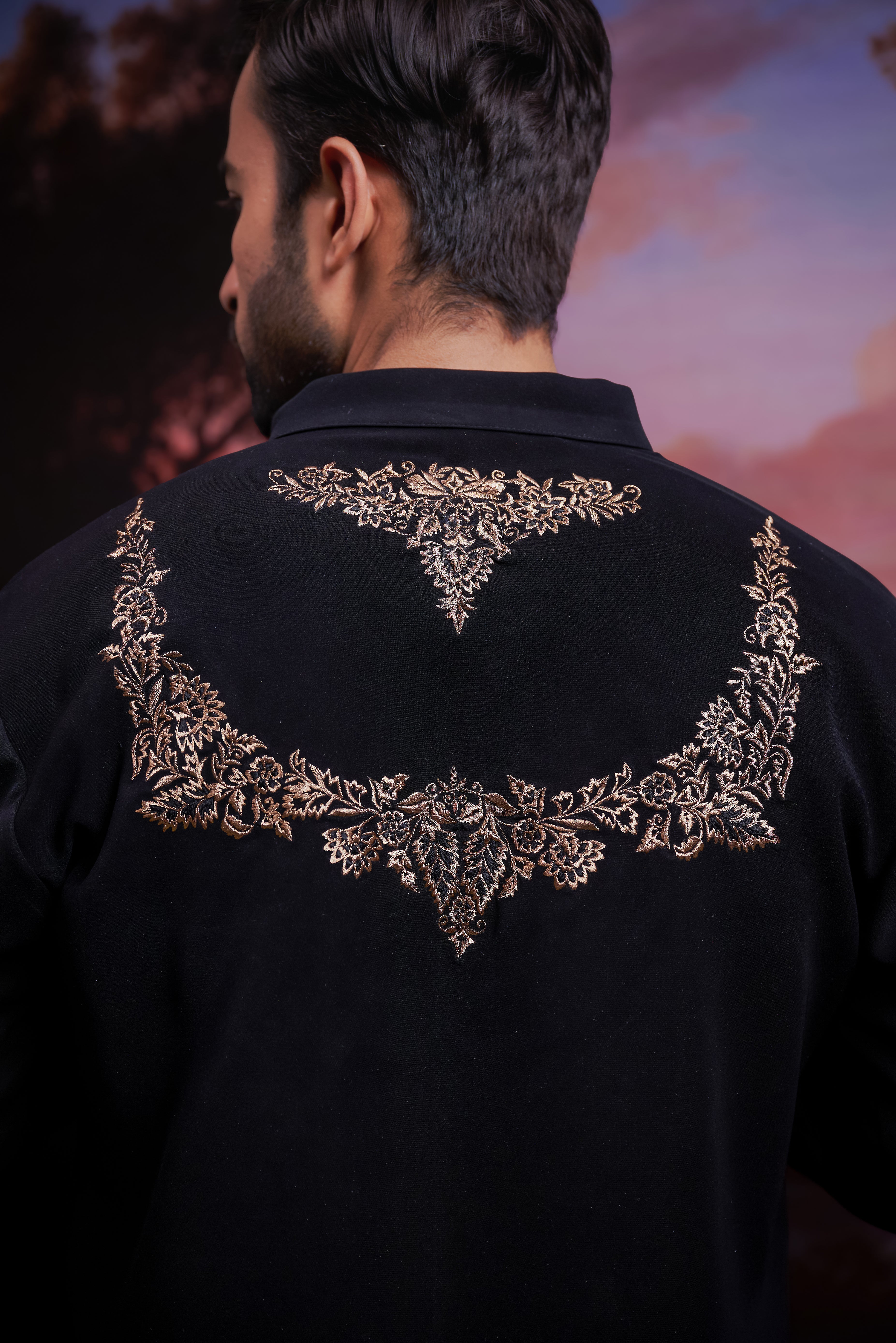 Black Zari Embroidered Kurta Set