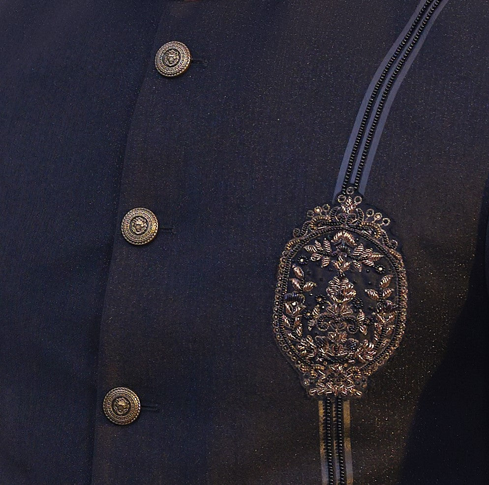 Elegant Black Bandhgala, Traditional Indian Wear
