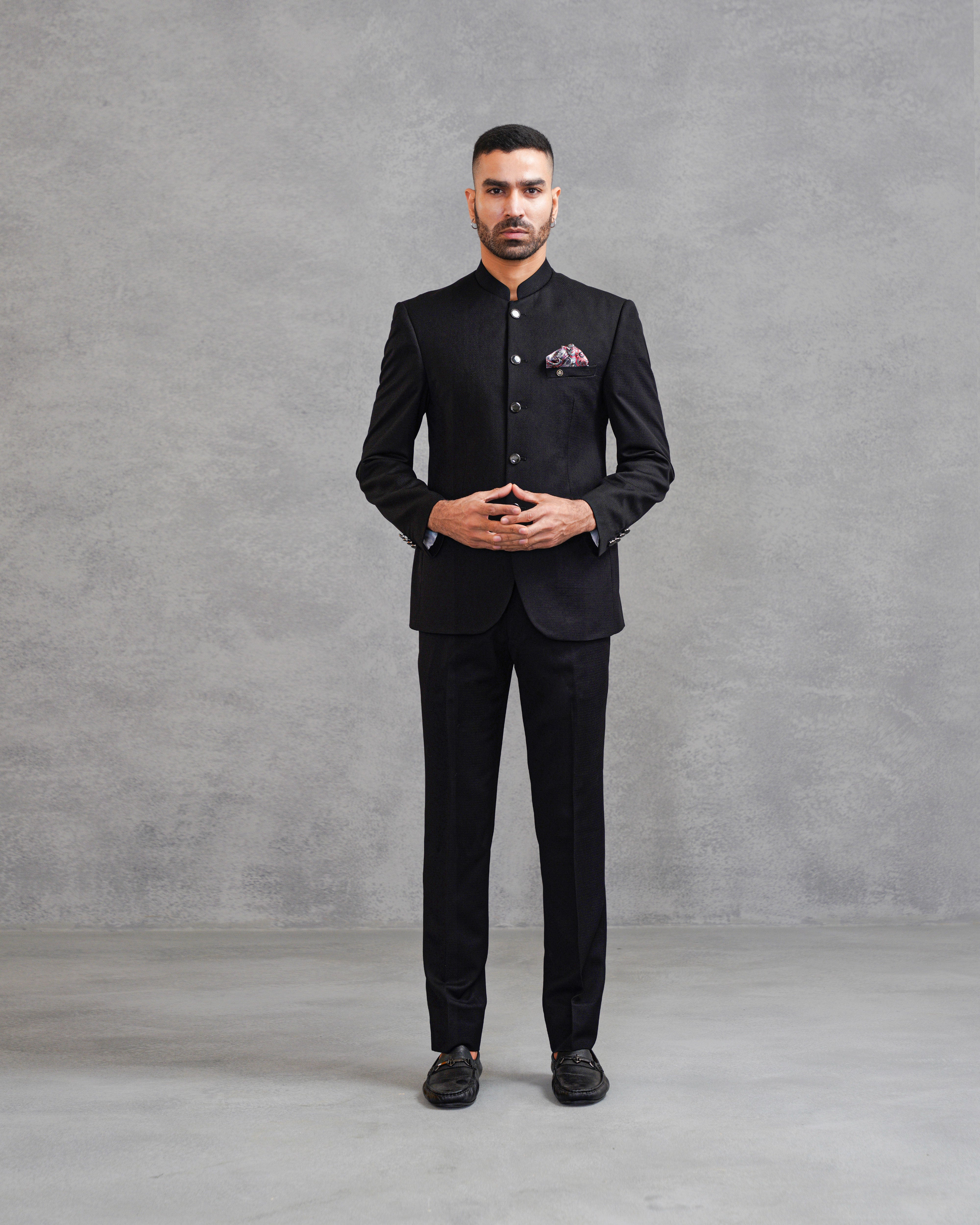 Black Basic Bandhgala