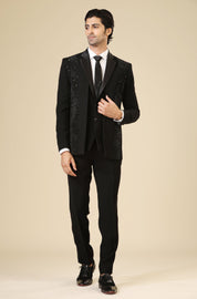 Black Designer Suit with Crystal Work - Designer Wear

