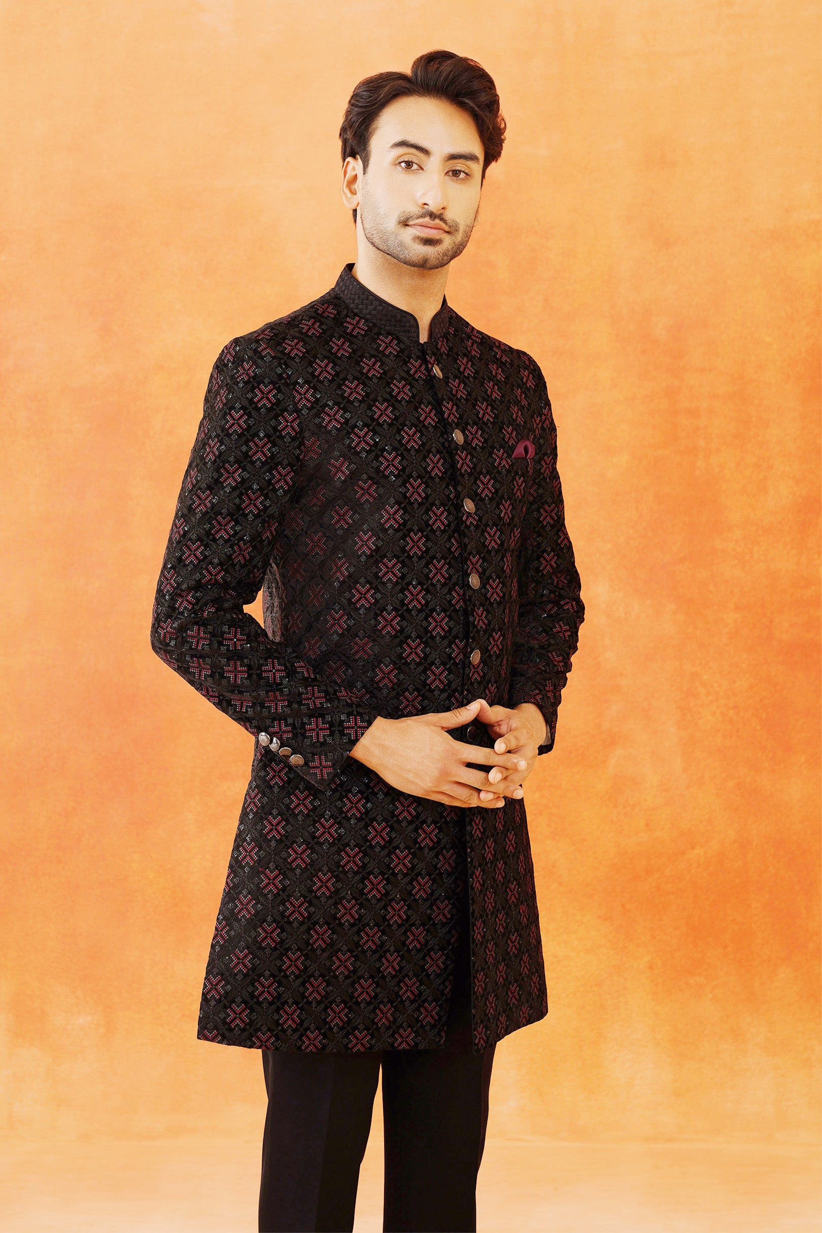 Trendy Black Indo-Western with Embroidered Dupatta - Modern Indian Fashion
