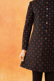 Stylish Black Velvet Indo-Western with Embroidery and Dupatta - Perfect for Weddings and Parties