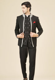 Men's Black Embroidered Designer Bandhgala - Luxury Indian Attire

