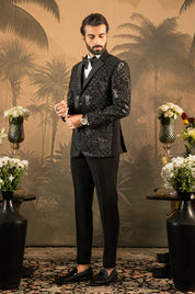 Black Embroidered Designer Tuxedo - Formal Wear

