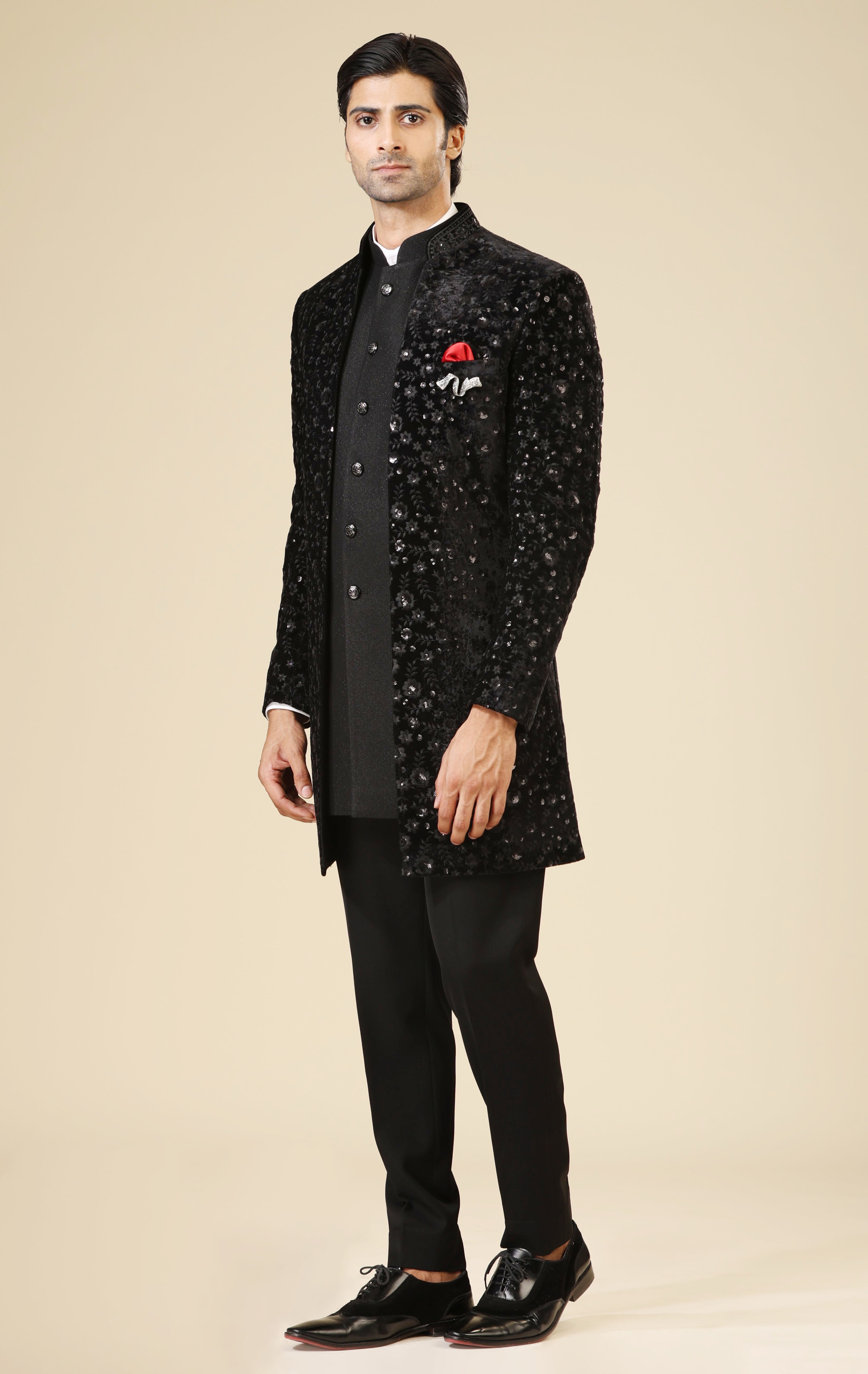 Men's Black Indo-Western Outfit - Fusion Wear for the Modern Man

