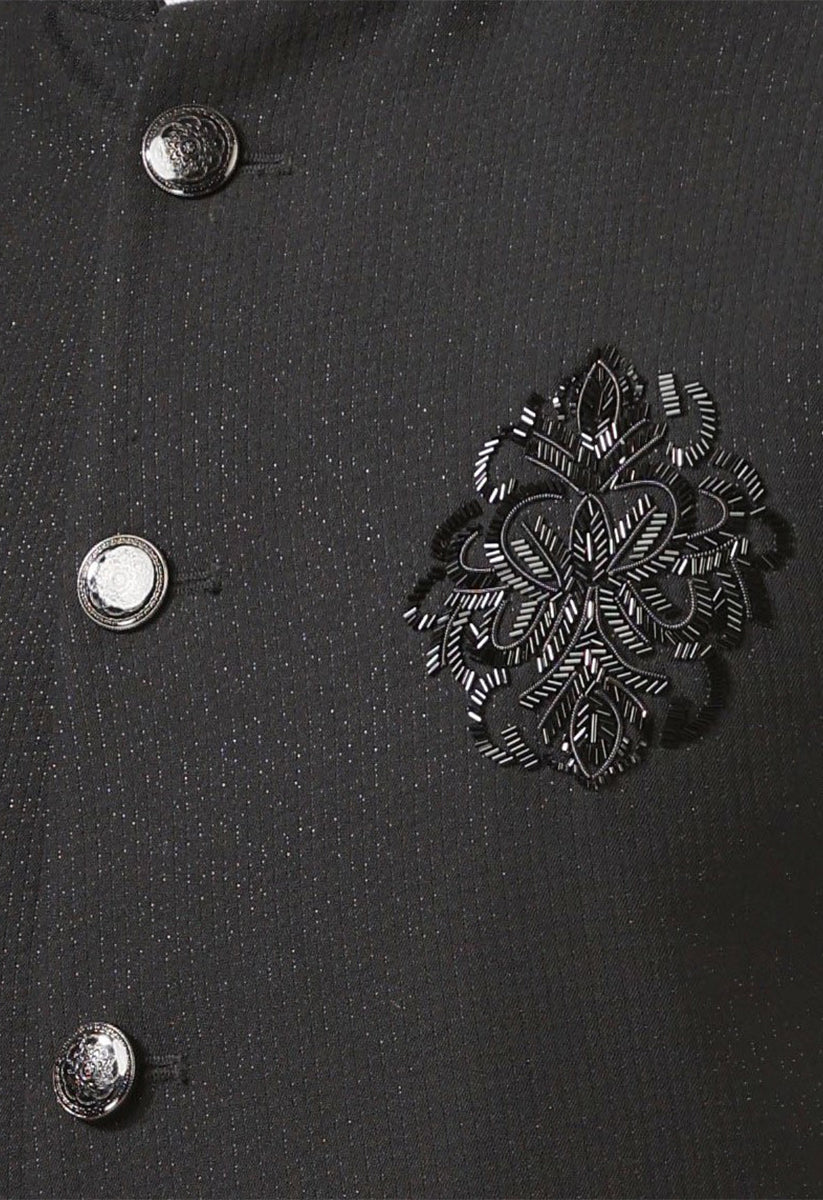 Stylish Black Jacket with Intricate Embroidery - Perfect for Formal Occasions