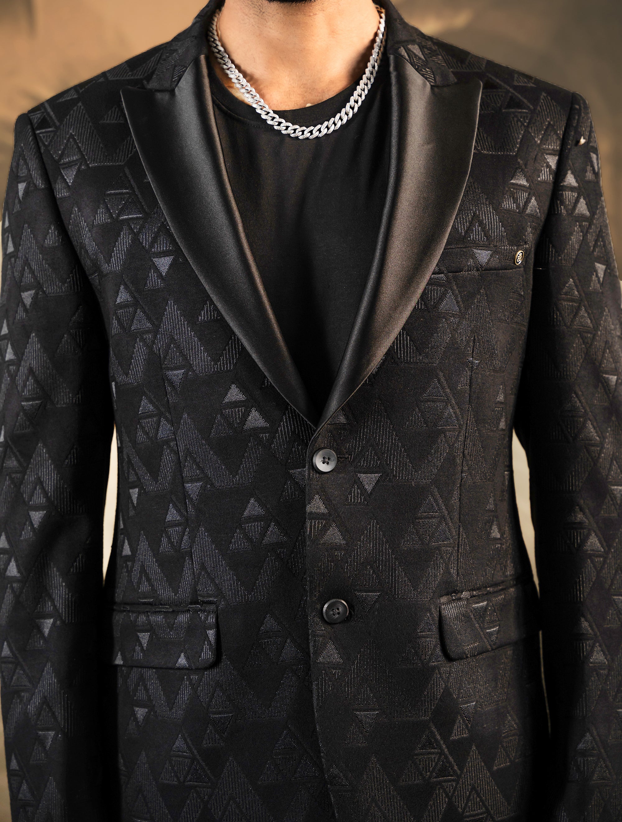 Black Party Wear Blazer - Main Image