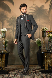 Men's Black Suit with Designer Vest - Luxury Formal Wear

