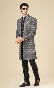 Black Velvet Embroidered Indo-Western - Festive Indian Wear



